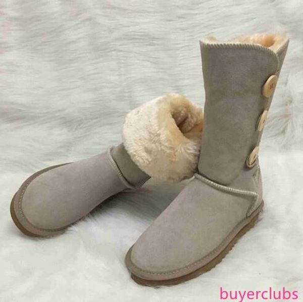 

women boots australian women snow boots 3-button waterproof leather winter warm long boots shoes brand ivg size us4-14, Black;green