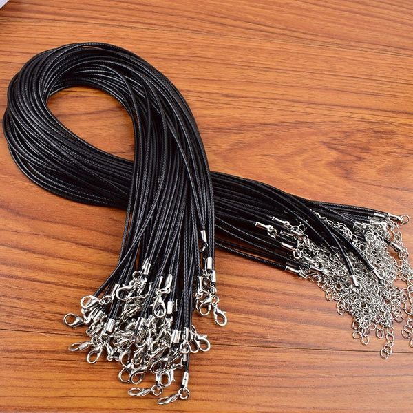 

black pendant accessories wax thread lanyard 1.5mm korean wax rope 2.0 necklace accessory pendant accessories 45cm chain, Silver
