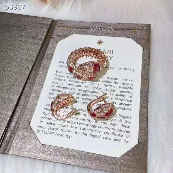 

european and american luxury custom earrings head snake full of diamond rings, Golden;silver