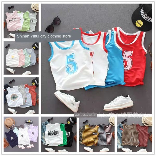 

2020 summer new clothing boys' and girls' children's clothing vest children's vest sleeveless t-shirt base shirt, Blue