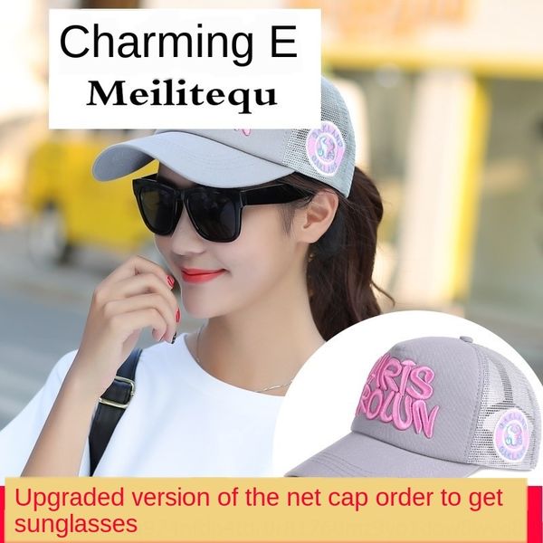 

female summer hollowed-out breathable net hat korean fashion versatile baseball cap sunscreen sun hat baseball cap, Blue;gray