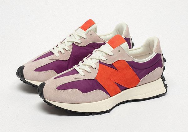

new ms327 red and purple multicolour grey running shoes with box nb327 men women causal shoes size 36-45, Black