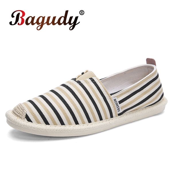 

new spring fashion stripe canvas men's shoes comfortable soft men's casual flat shoes breathable loafers men vulcanized, Black