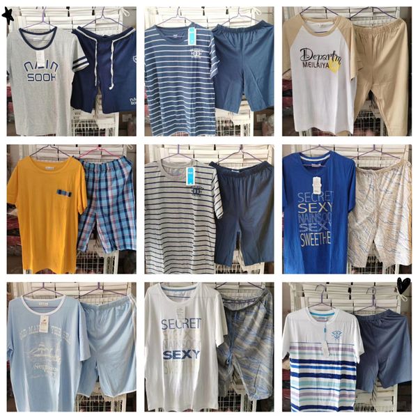 

пижамы мужские специальная цена домашней одежды набор короткий рукав и шорты пижамы shortsshorts хлопка большого размера, Black;brown