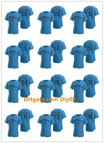 

seattlemariners men women youth 15 kyle seager 24 ken griffey jr. royal authentic 2020 alternate baseball jersey, Black