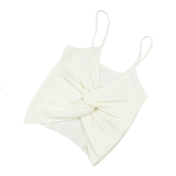 

2020 fashion women summer camis tanks sleeveless knot tie knitting crop unpadded bandeau bra vest crop tee top, White