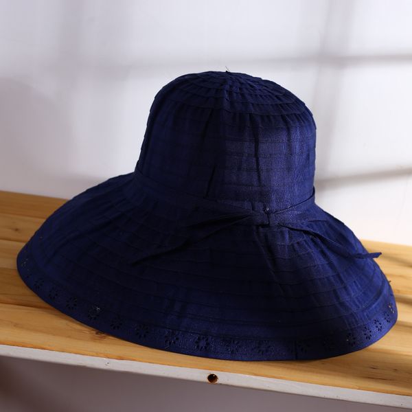 

new summer beach sun hat summer seaside holiday foldable large edge breathable hollow sun hat, Blue;gray