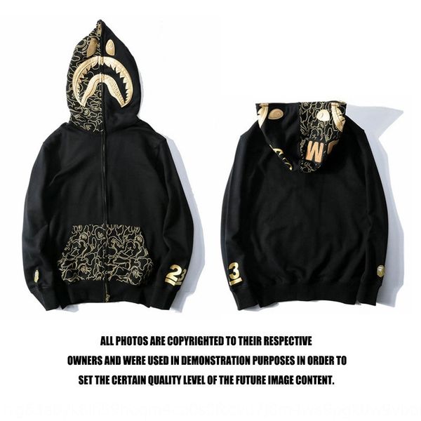 

muwzb tide brand black gold shark head cardigan tide zipper hoodie brand black gold shark head cardigan zipper hoo