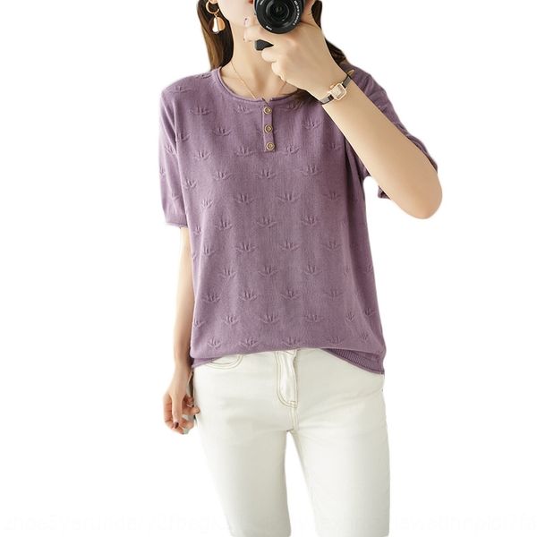 

radrp 2020 new korean style short-sleeved women's cotton t- cotton knitted t-shirt loose all-match temperament slimming round neck base, White