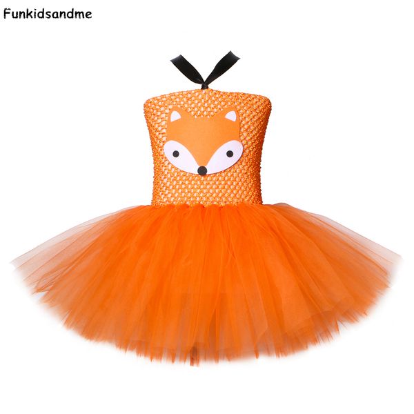 

orange fox girls tutu dress cute girls birthday party dresses crazy zoo animal nick cosplay carnival halloween costume for kids t200709, Red;yellow