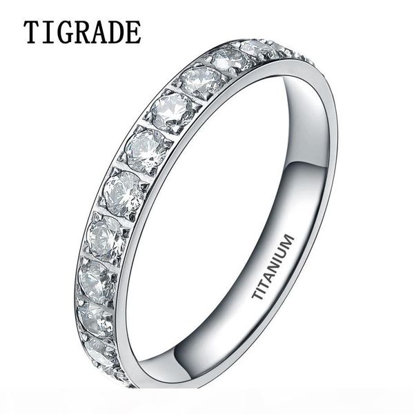 

tigrade 3мм black rose gold titanium кольцо женщины фианитами кольца обручальные вечности обручальное кольцо модные украшения из серебра, Silver