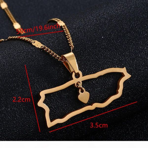 

a stainless steel puerto rico map pendant necklaces puerto ricans map heart charm jewelry, Silver