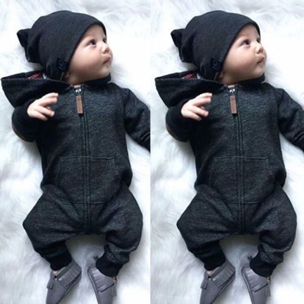 

2020 newborn kids baby boy baby girl warm infant zipper cotton long sleeve romper jumpsuit hooded clothes sweater outfit 0-24m t200721, Blue