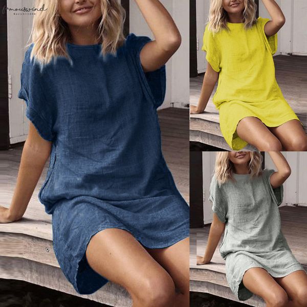 

vestidos verao women summer casual solid short sleeve dress crew neck twill linen dress women summer dress vestidos femininos, Black;gray