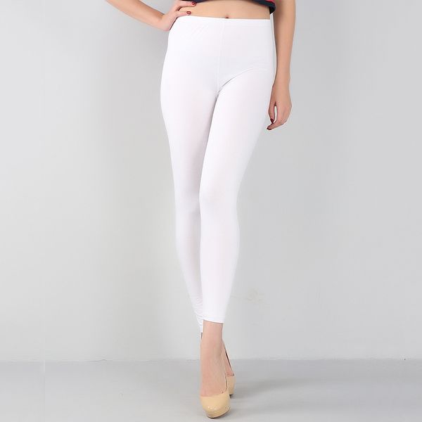 

2020 spring women solid color polyester high elastic slim leggings plus size legging warm female fitness legins leggings, Black