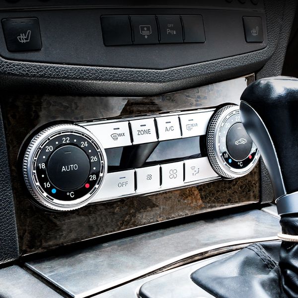 Center Console Ar Condicionado botões de volume Lantejoulas Decoração Multimédia guarnição decalques para Mercedes Benz W204 C Classe 2007-14