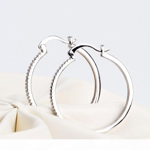 

925 sterling silver big hoop earring full cz diamond fashion bad girl jewelry party earrings, Golden;silver