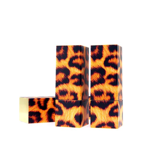 

3d printing yellow leopard pattern design square magnetic buckle empty lipstick tube cosmetics packaging materials dw