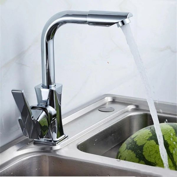 

zinc alloy kitchen bath sink faucet mixer tap 360Â° rotating spout cold & water