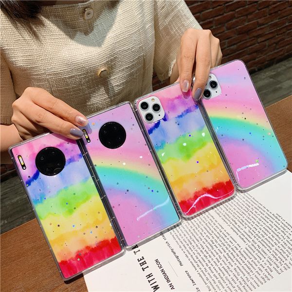 

suitable for samsung a91 s20 rainbow mobile phone case dripping glue color case anti-fall case
