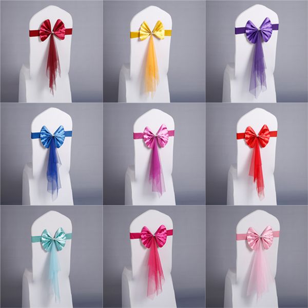 

sashes 20pcs/set organza pu leather chair wedding knot cover decoration chairs bow band belt ties for weddings banquet