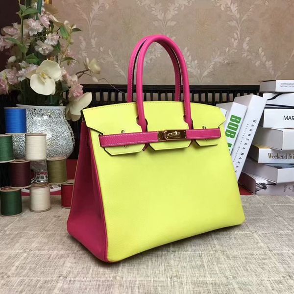 

оптом, ручная работа оригинального epsom кожа желтого 2tones бренд handbag30, воск нить, имеет как золото и серебро, оборудование на заказе