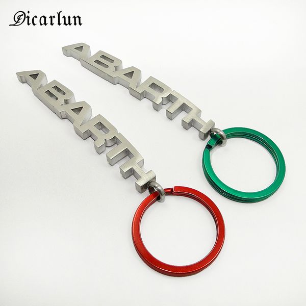 

dicarlun stainless steel auto keychain abarth key chains for fiat car logo red green keyring key accesorias driver gifts for men, Silver