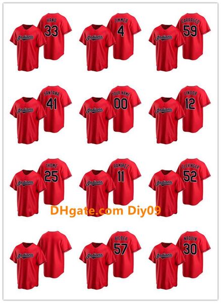 

cleveland indians men women youth 41 carlos santana 25 jim thome 2020 alternate baseball jersey, Black
