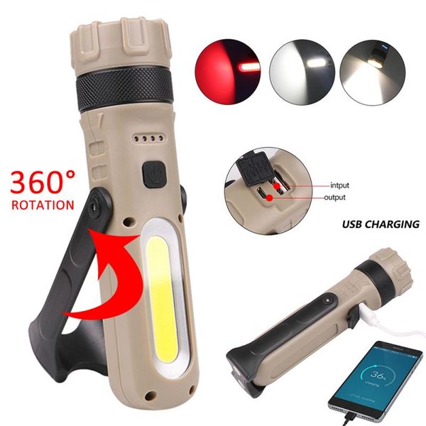 

multifunctional portable l2 +cob magnetic folding hook work check light camping tent light emergency