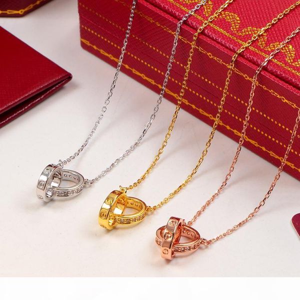 

r circle pendant with single row cz diamond rose gold silver color necklace for women vintage collar costume jewelry with original box