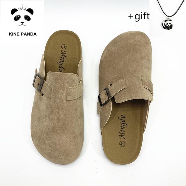 

kine panda couple slippers woman man cork sandals women casual beach gladiator flat shoes buckle strap size 35-44, Black
