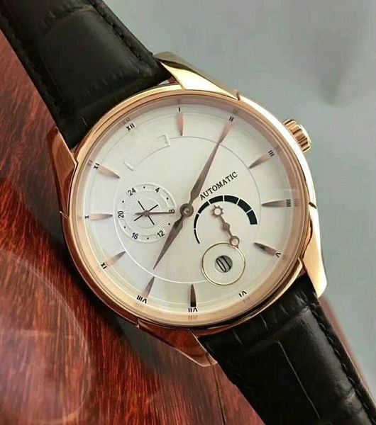

luxury men's automatic mechanical wrist watch.3a quality.multi-function dial, genuine leather strap.men's sport watch leisure wat, Slivery;brown