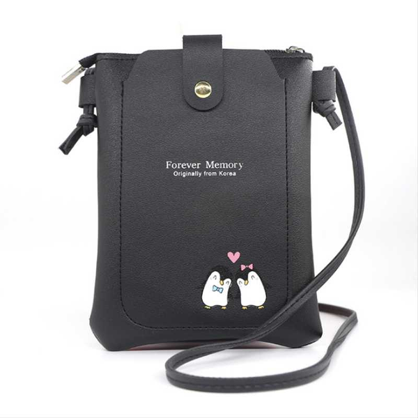

the new sweet lovers cartoon cute penguins vertical wind model of female bag inclined shoulder bag zipper one shoulder mobil