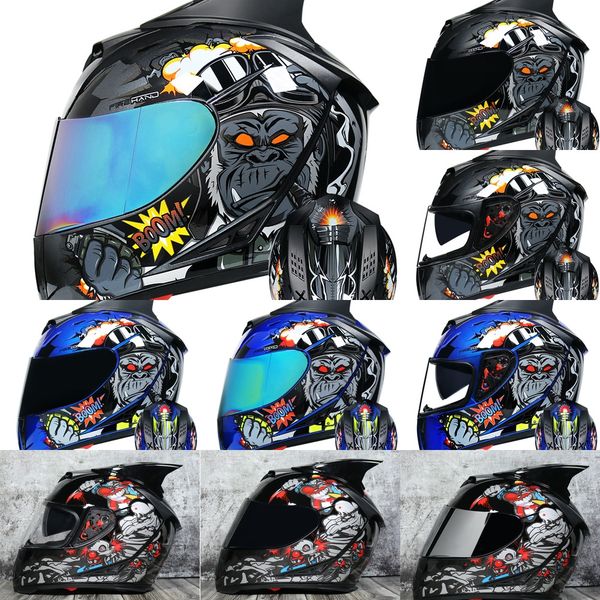 

w1gyz dot certified men's and women's full double mirror anti-fog personalized cool safety helmet winter motorcycle safety helmet