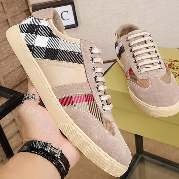 

men shoes casual trainer high flats fashion sneakers footwear platform chaussures pour hommes leather and house check sneakers men shoes