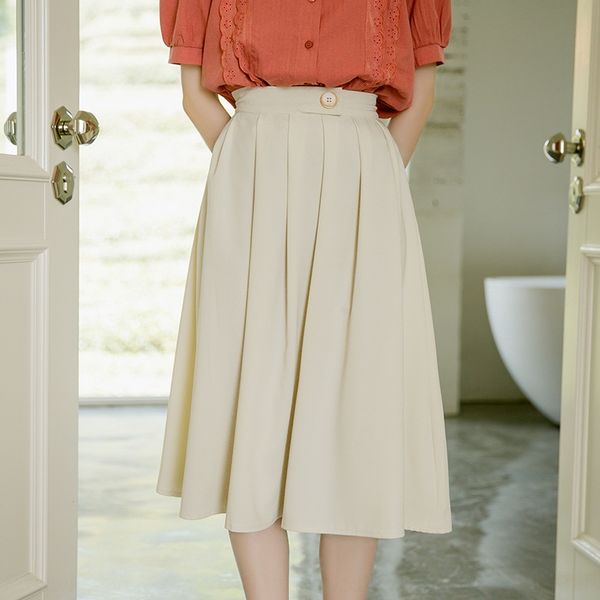 

2020 new elegant simple solid tong qun tong qun color loose slimming high waist pleated skirt for children, Black