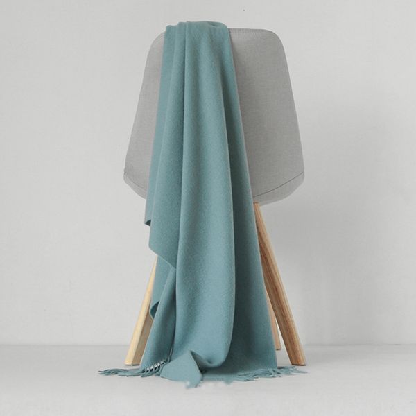 

dolphin desinger brand women pure wool scarf solid color winter ladies tassel big shawl wrap thicken blanket scarf, Blue;gray