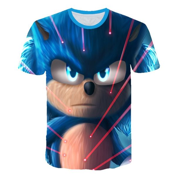 

sonic the hedgehog 3d digital printed children's t-shirt, White;black