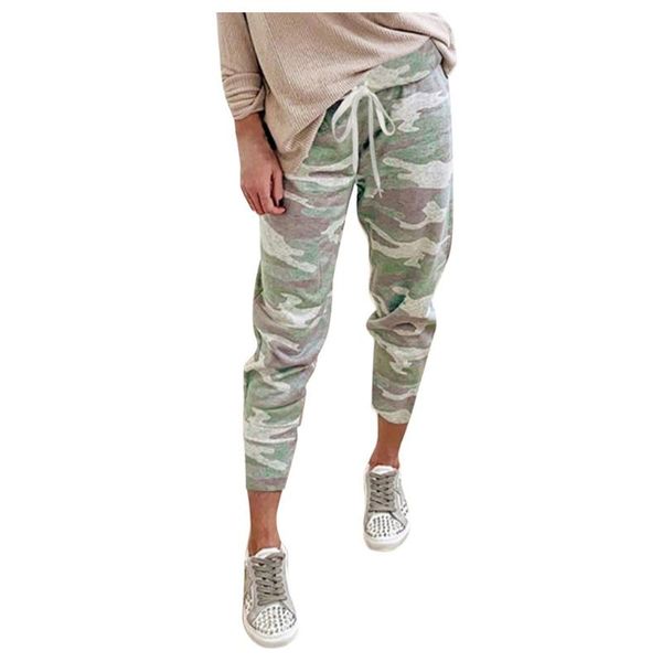 

women's pants & capris women casual mid waist camouflage summer loose pocket straight drawstring elastic sweatpants mujer pantalones, Black;white