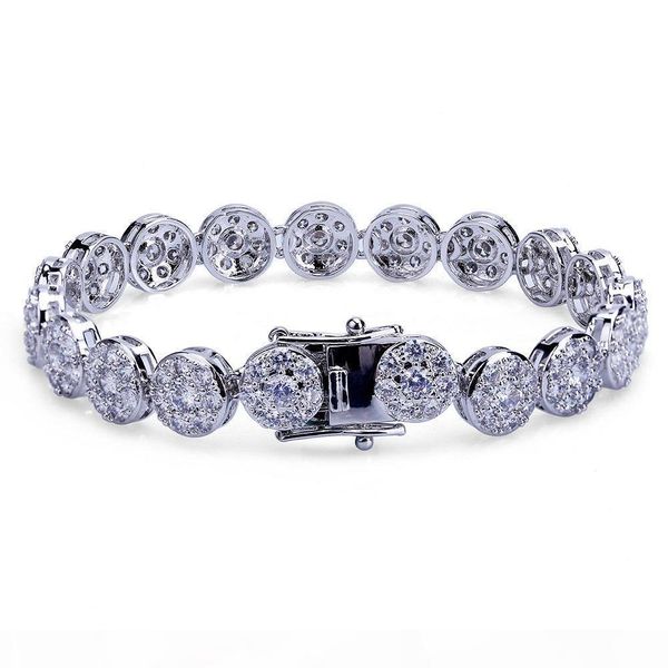 

men's hip hop rock bling jewelry bracelet gold silver color micro pave cubic zircon 10mm 20cm length, Black