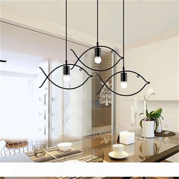 

indoor modern chandelier pandent lamp simple fish animal e27 ac220v ball black living room restaurant coffee bar art deco home