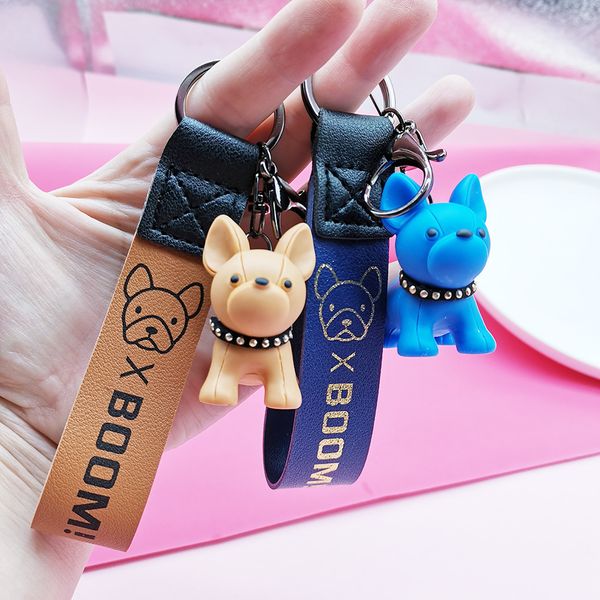 

мода собака keychains кожа pu французский punk бульдог брелок для женщин сумка шарм аксессуар мужчины автомобилей брелок брелок jewelry, Silver