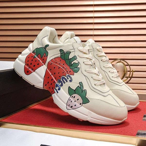 

2020 fashion women casual shoes running sneakers chaussures de sport pour femme rhyton sneaker with strawberry luxury lady shoes fashion sal, Black