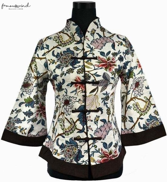 

nwe chinese womens shirt linen mandarin collar blouse lady clothing fashion jacket dress flowers  l xl xxl 3xl, White