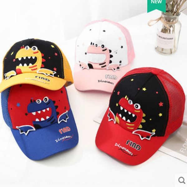 

children's summer shade boys' and girls' mesh thin cute dinosaur cap breathable beach sun sun hat hat, Blue;gray