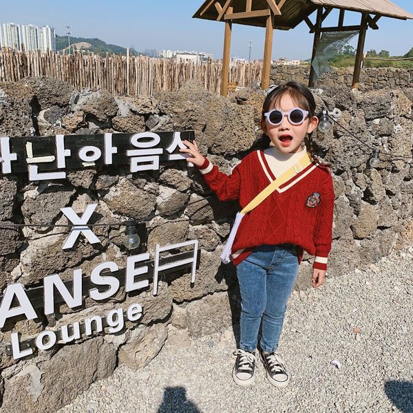 

2020 children's clothing sweater spring new children's clothing boys and girlsstyle woolen clothes baby fake two-piece sweater, Blue