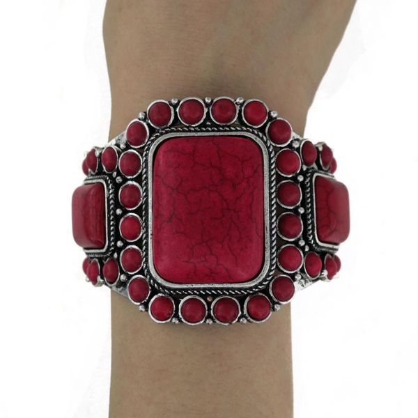 

vintage antique silver color triple stone bracelets&bangles for women jewelry sport gift statement, Black