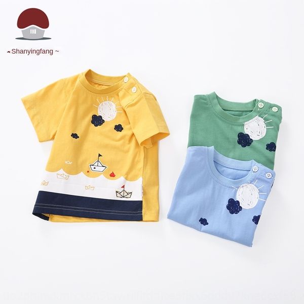

children's round neck t-shirt children's cartoon short sleeve coat t-shirt single piece 0-4 years old baby summer top, Blue