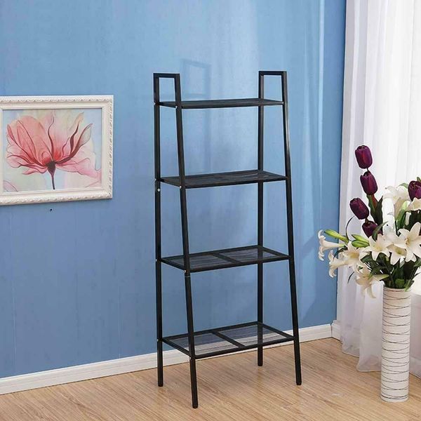 

4 tier leaning ladder shelf bookcase bookshelf storage shelves unit organizer