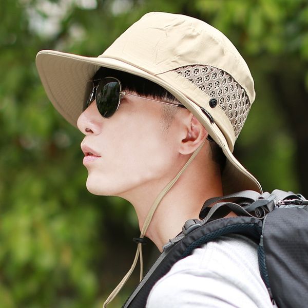 

men's sun bucket bucket uv-proof fisherman outdoor sun large eaves foldable beni hat mountaineering hat, Blue;gray